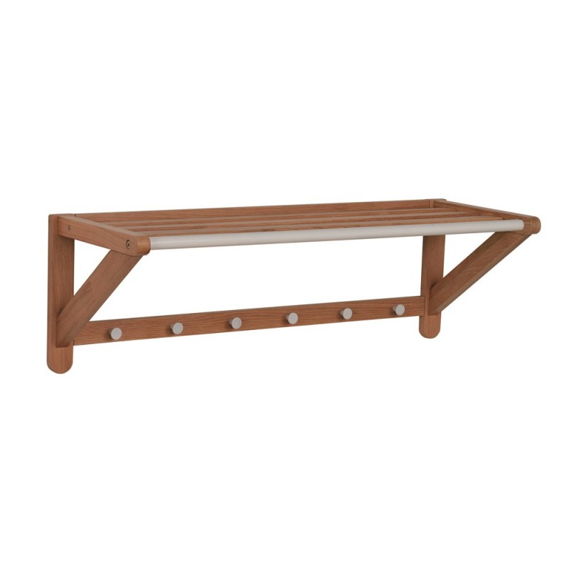 RO Met Hat Shelf Single Oak Coat Rack